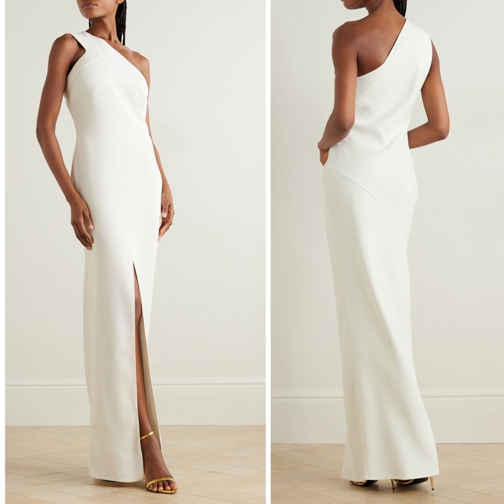 TOM FORD One-Shoulder Slit-Hem Double Cady Gown Ivory Maxi dress